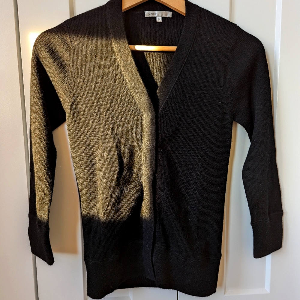 Vince V neck wool ribbed cardigan